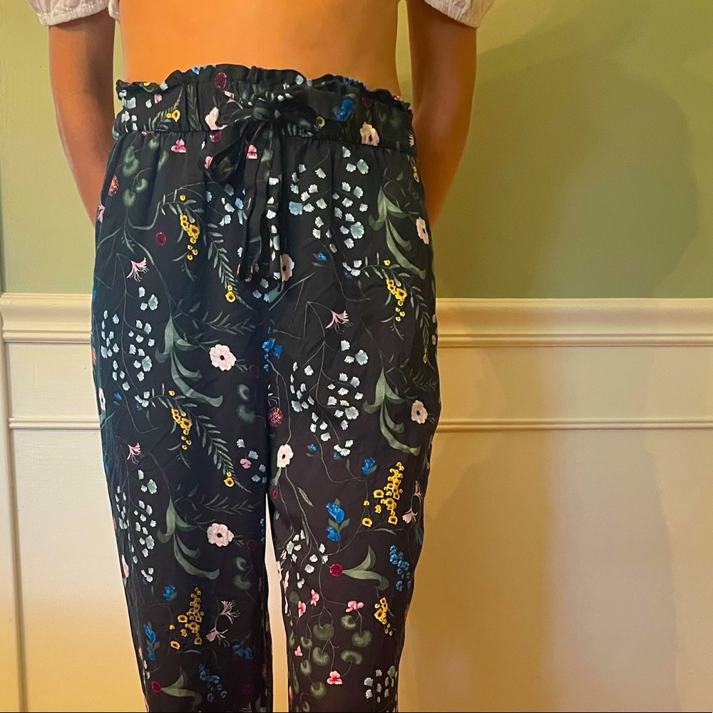 DRESS PANTS green multi floral print